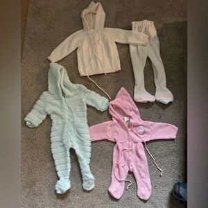 Bundle of vintage baby sweater outfits